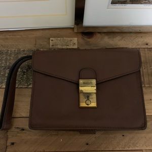 Bally Clutch Wristlet tan brown